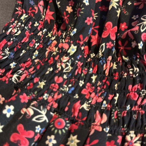 Retro Floral, Strapless Baby Doll Style Blouse - Picture 2 of 4